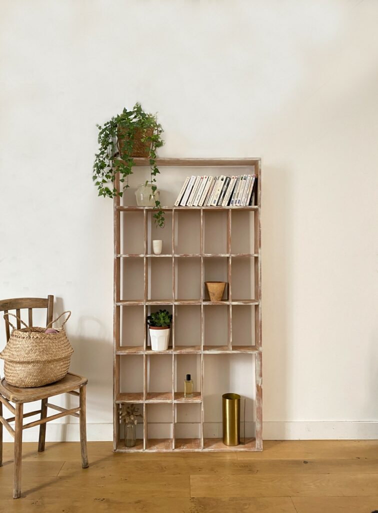 Ancien Présentoir Magasin Général En Bois – Support Horizontal Déco Atelier Ou Boutique
