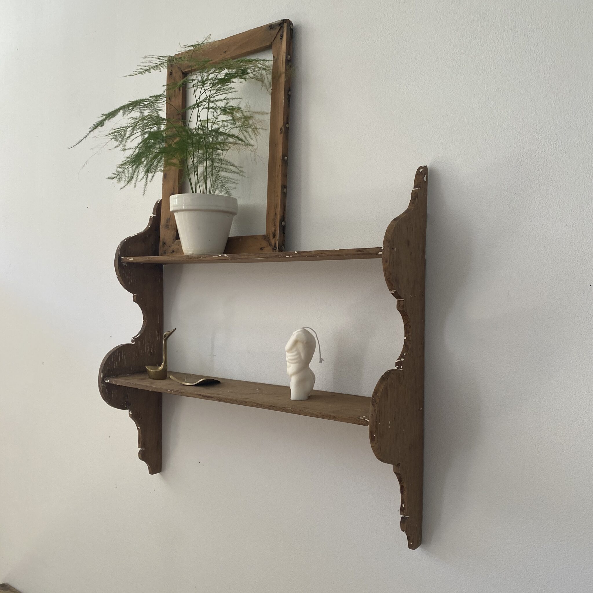 Étagère murale vintage à 2 niveaux en bois, autonome et à