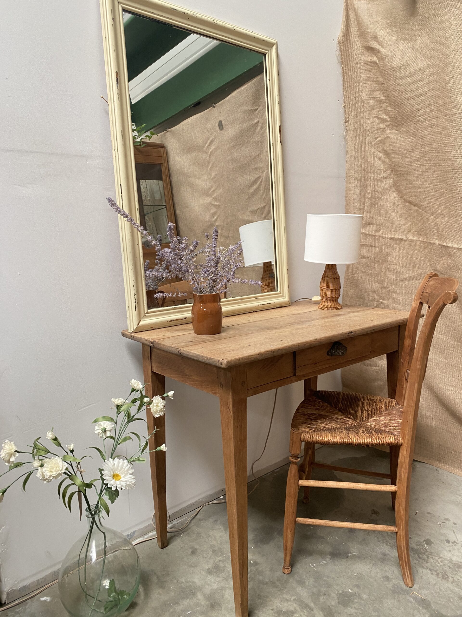 Miroir patiné beige