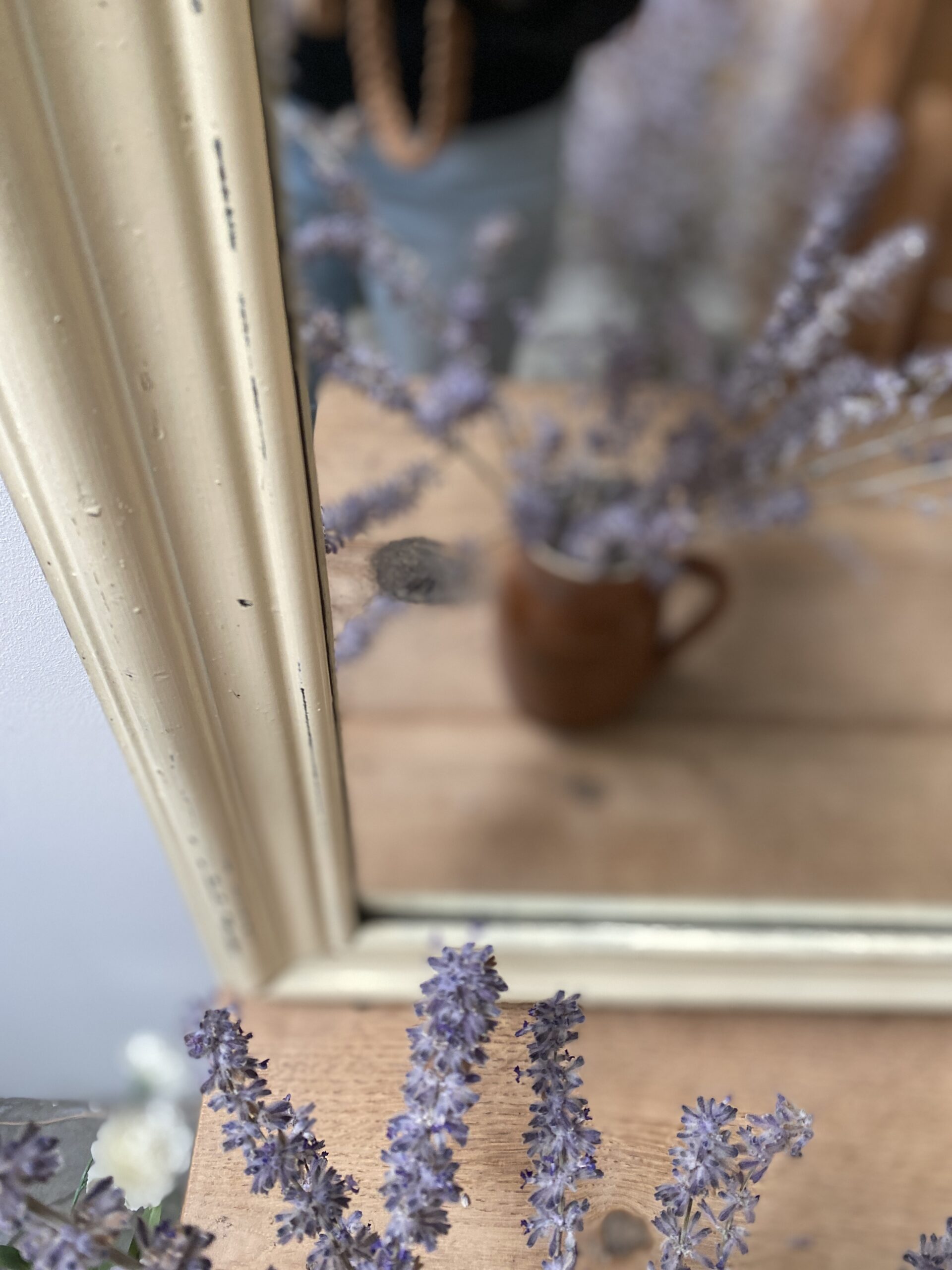 Miroir patiné beige