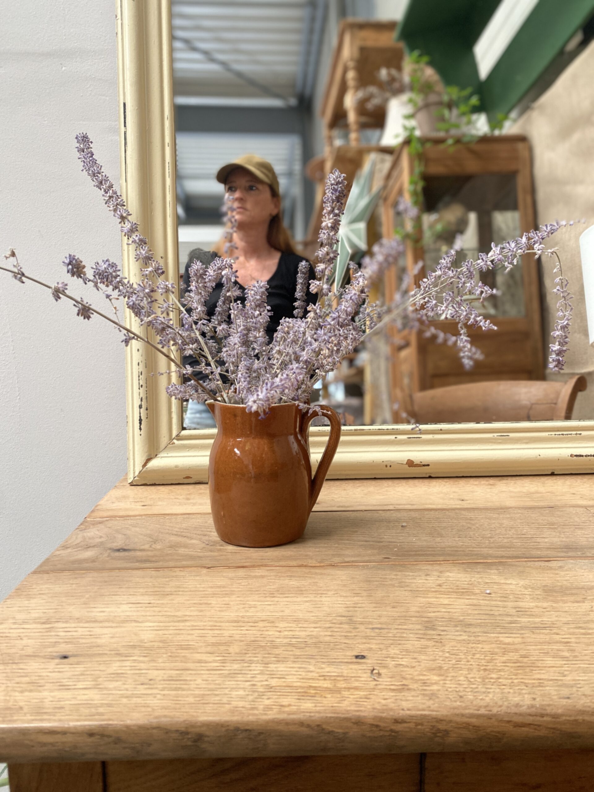 Miroir patiné beige