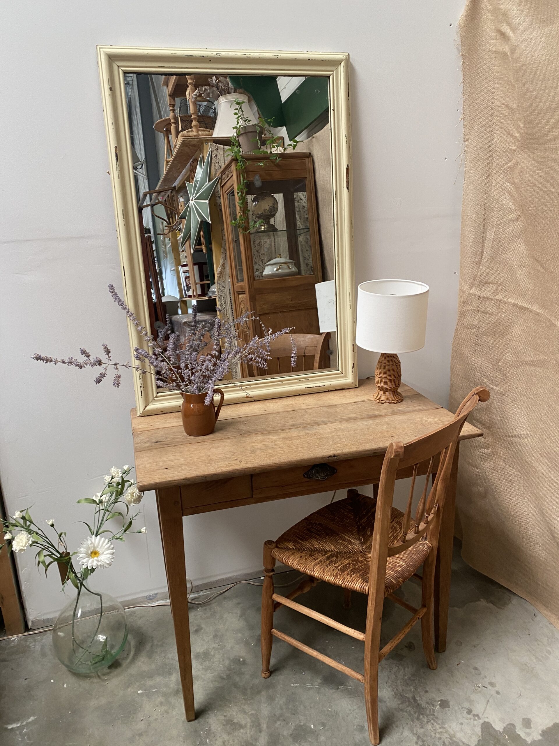 Miroir patiné beige