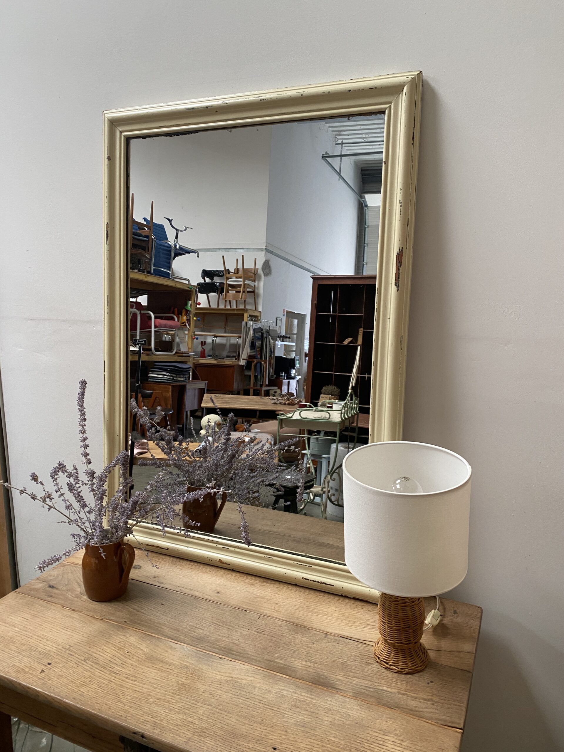 Miroir patiné beige